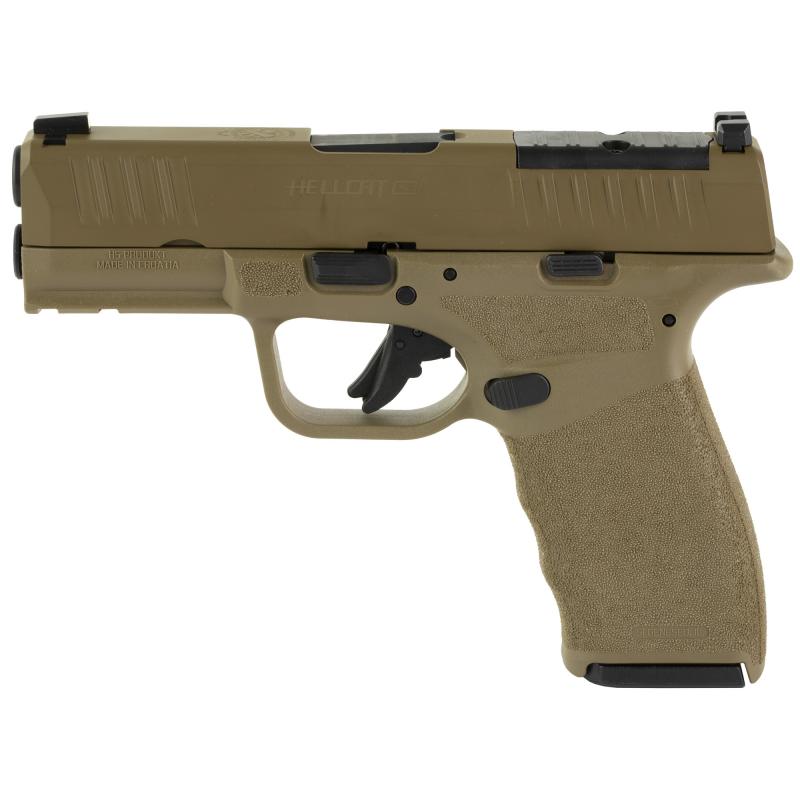 Hellcat Pro, Striker Fired, Semi-automatic, Polymer Frame Pistol, 9MM, 3.7" Hammer Forged Barrel, Cerakote Finish, Desert Flat Dark Earth Polymer Frame, Crimson Trace CT-1500 Red Dot Sight, Textured Grip, Tritium Front Sight, Tactical Rack Rear Sight, 5