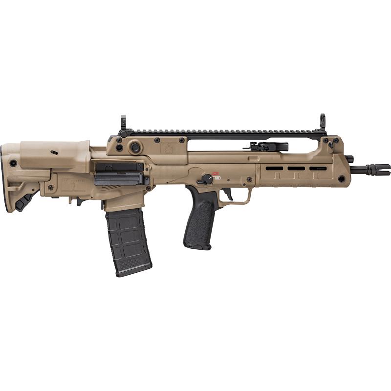 Hellion, Semi-automatic Rifle, Bullpup, 223 Remington/556NATO, 16" Hammer Forged Barrel, 1:7 Twist, 4 Prong Flash Hider, Matte Finish, Flat Dark Earth, BCM MOD 3 Grip, 5-Position Adjustable Stock with Cheek Riser, Front/Rear Flip Sights, 2-Position Short