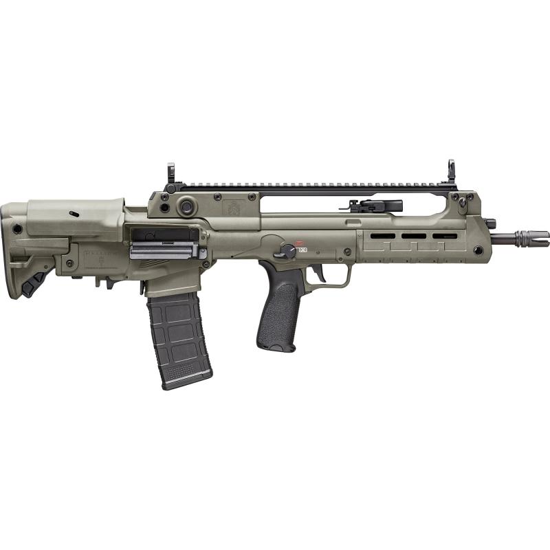Hellion, Semi-automatic, Bullpup, 223 Remington/556NATO, 16" Hammer Forged Barrel, 1:7 Twist, 4 Prong Flash Hider, Matte Finish, Olive Drab Green, Single Point Sling, Crimson Trace CTS-103 Red/Green Dot, BCM MOD3 Grip, 5-Position Adjustable Stock with Ch