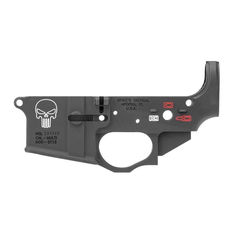 Stripped Lower, Punisher, Color Filled, Semi-automatic, 223 Rem/556NATO, Black Finish STLS015-CE