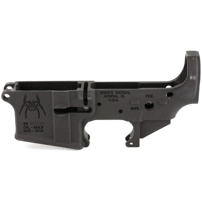 STLS018 Spider Fire/Safe, Stripped Lower, Semi-automatic, 223 Rem, 556NATO, Black Finish, ST-15 with Fire/Safe Markings STLS018