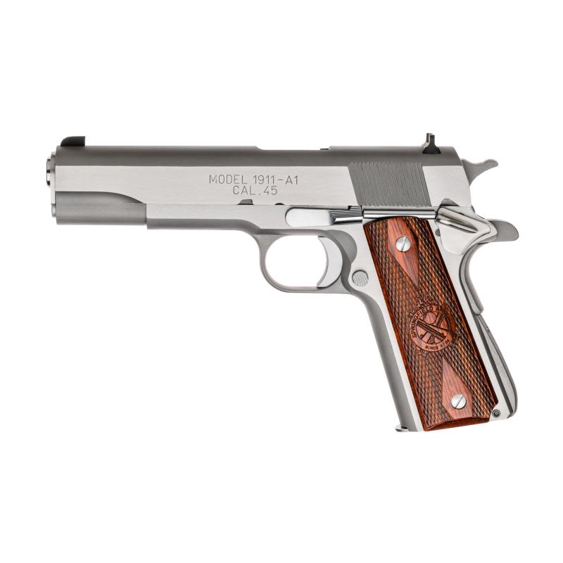 Model 1911 Mil-Spec .45 ACP 5 Inch Stainless Steel Barrel  Combat 3-Dot Sights Stainless Steel Frame/Slide Finish Cross Cannon Grips 7 Round - CA Compliant