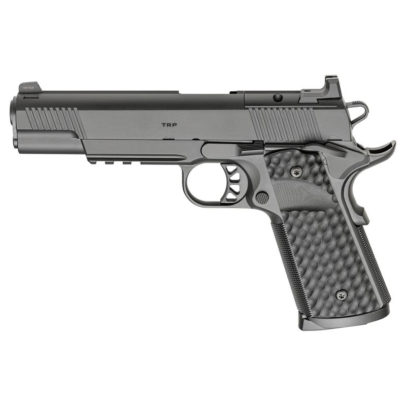Tactical Response Pistol, Semi-automatic, 1911, Metal Frame Pistol with Rail, Full Size, 45ACP, 5" Match Grade Barrel, Cerakote Finish, Black, AOS Optic Cut, VZ Grips Hydra G10 Grips, Front Tritium and Black Rear Sight, 8 Rounds, 3 Magazines PC9125LRAOS