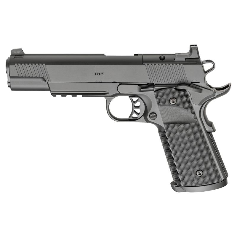 Tactical Response Pistol, Semi-automatic, 1911, Metal Frame Pistol with Rail, Full Size, 9MM, 5" Match Grade Barrel, Cerakote Finish, Black, AOS Optic Cut, VZ Grips Hydra G10 Grips, Front Tritium and Black Rear Sight, 9 Rounds, 3 Magazines PC9129LRAOS