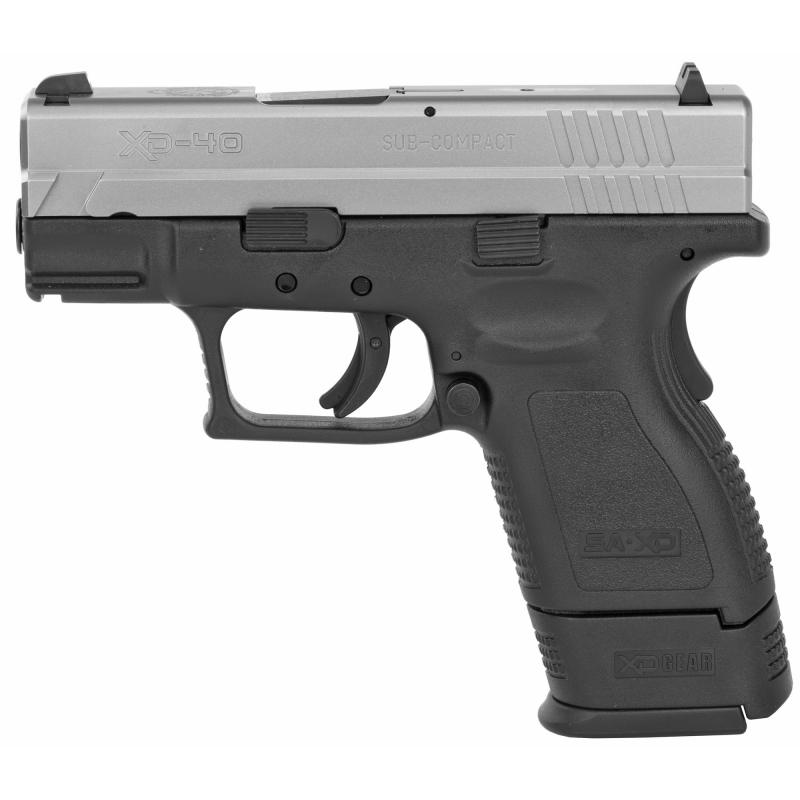 XD Sub-Compact .40 Smith & Wesson 3 Inch Barrel Ultra Safety Assurance Trigger System Satin Stainless Steel Slide Black Polymer Frame 9 Round