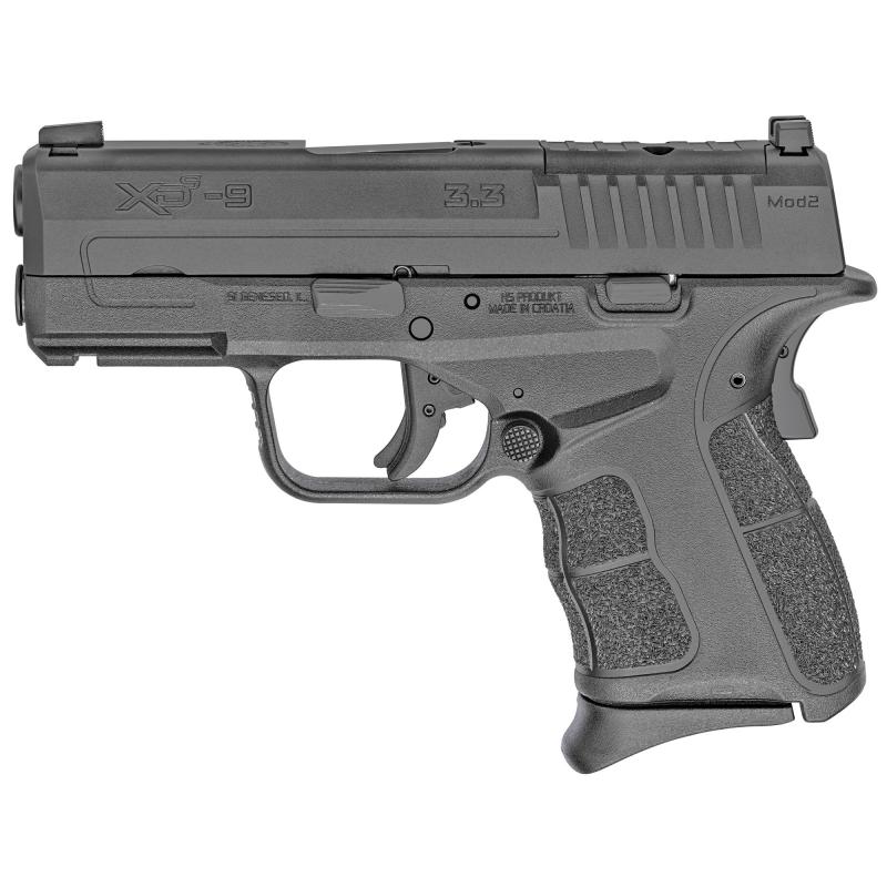 XDS-Mod.2, OSP (Optical Sight Pistol), Semi-automatic, Striker Fired, Sub-Compact, 9MM, 3.3" Barrel, Black Color, Polymer Frame, Optics Ready, 3 Dot Sights, 9Rd, 2 Magazines, 1-7Rd, 1-9Rd XDSG9339BOSP