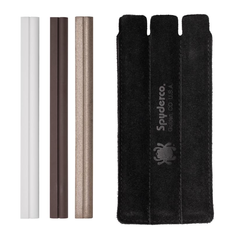 Profile Stone Set, 3 Knife Sharpening Stones, 8" Long, Ceramic and Cubic Boron Nitride Construction, Includes Pouch 701MFCBN