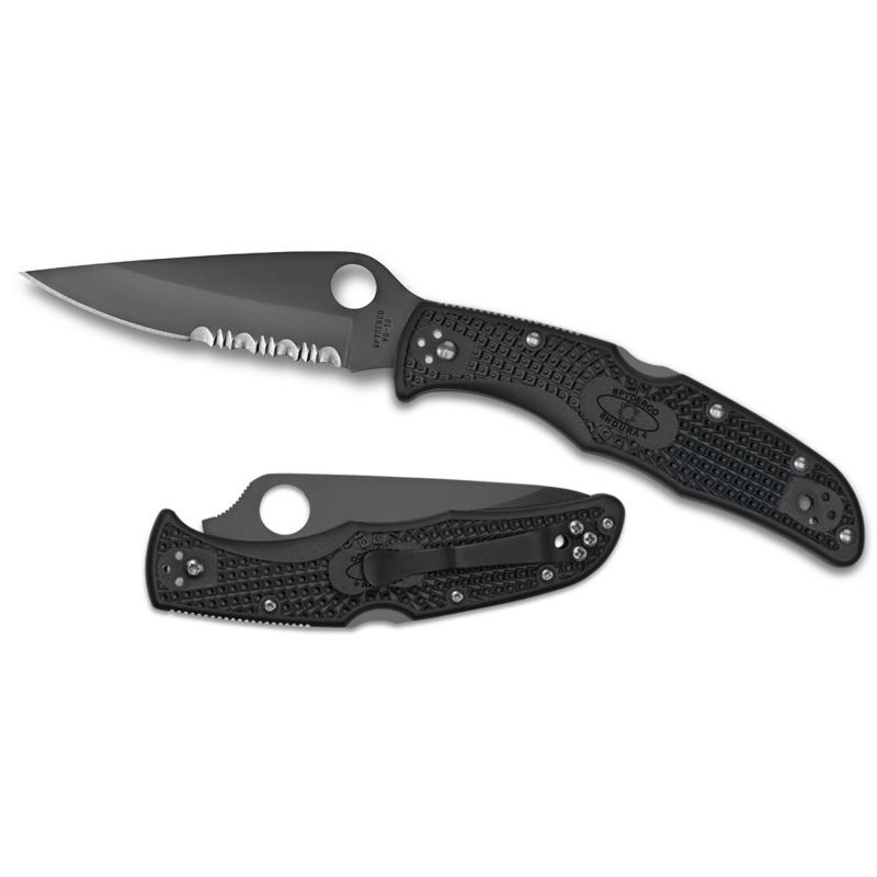 Endura4, Lightweight, 3.75" Folding Knife, Clip Point, Combo Edge, VG10/Black, Black FRN, Circle Thumb Hole/Pocket Clip C10PSBBK