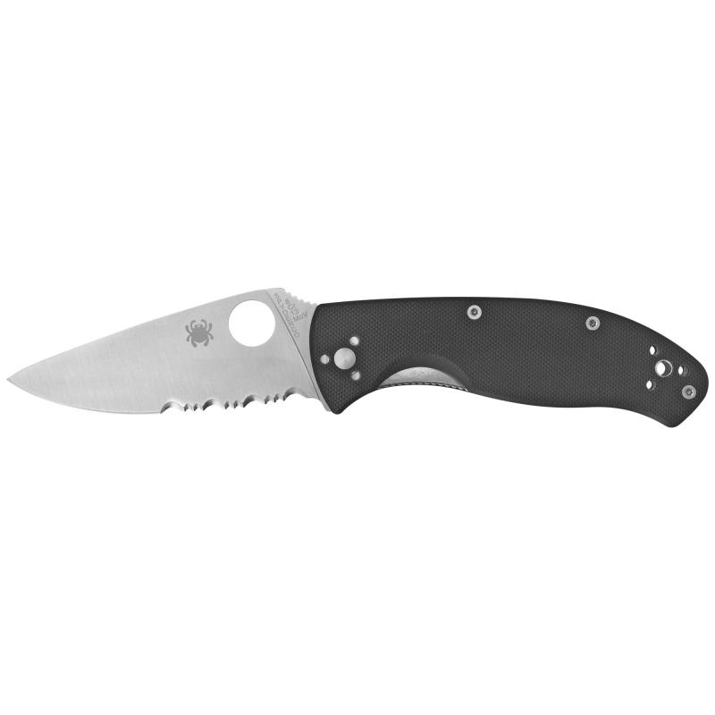 Tenacious, Folding Knife, 8Cr13MoV/Satin, Combo, Circle Thumb Hole/Pocket Clip, 3.438", Black G10, Box C122GPS