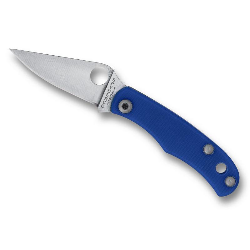 BUG, Folding Knife, 1.27" Drop Point Blade, 12C27 Blade Steel, 2.94" Overall Length, Slipjoint Lock,  Satin Finish, Silver Blade, Blue G-10 Handle C133GBLP