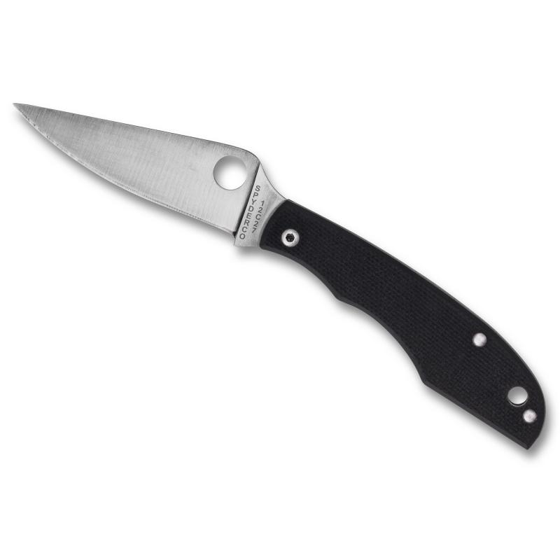 GRASSHOPPER, Folding Knife, 2.3" Drop Point Blade,, 12C27 Blade Steel, 5.13" Overall Length, Slipjoint Lock, Satin Finish, Silver Blade, Black G-10 Handle C138GBKP