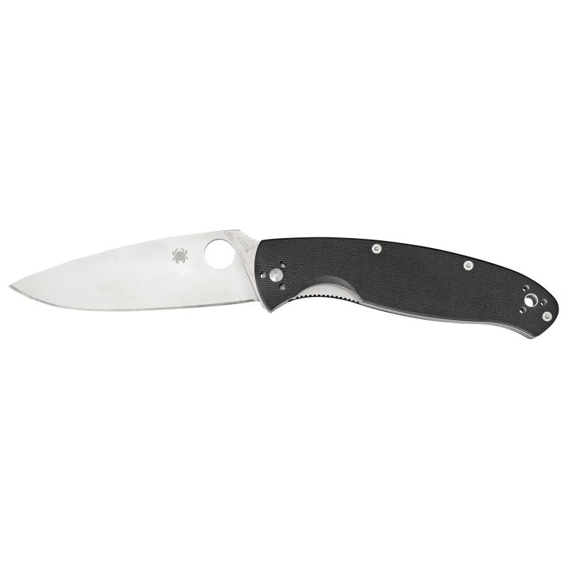 Resilience, 4.25" Folding Knife, Clip Point, Plain Edge, 8Cr13MoV/Satin, Black G10, Circle Thumb Hole/Pocket Clip C142GP