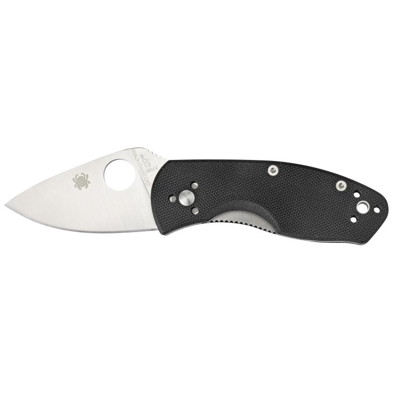 Ambitious G-10, 2.25" Folding Knife, Drop Point, Plain Edge, 8Cr13MoV/Satin, Black G10, Circle Thumb Hole/Pocket Clip C148GP