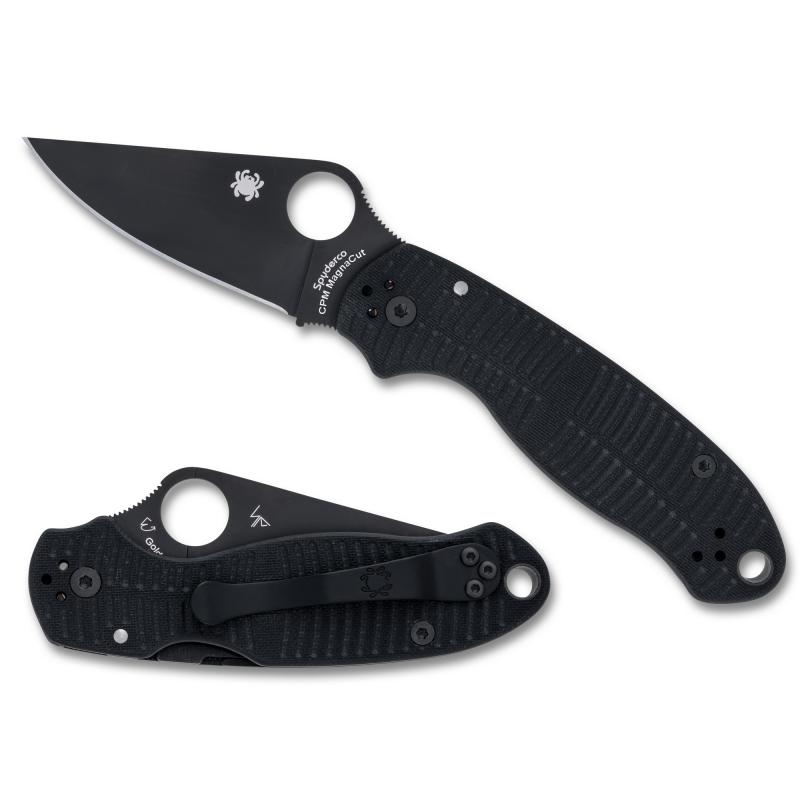Para 3 Salt, Folding Knife, 2.93" Drop Point Blade, CPM MagnaCut Blade Steel, 7.20" Overall Length, Compression Lock, DLC Matte Finish, Black, Black G-10 Handle C223GMCBKP