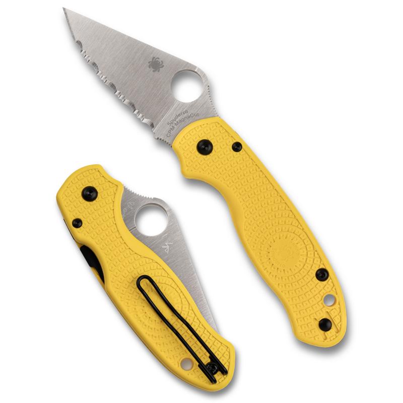 PARA 3 Salt, Folding Knife, 2.93" Clip Point Blade, CPM Magnacut, Compression Lock, SpyderEdge Serrations, Satin Finish, Silver Blade, Yellow FRN Handle C223SYL