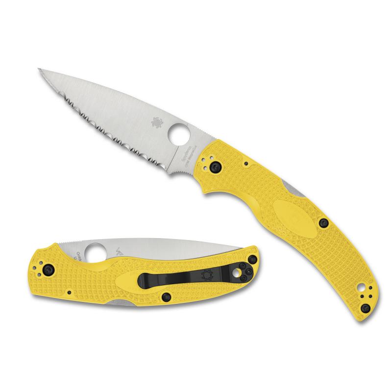 Native Chief Lightweight Salt, Folding Knife, SpyderEdge Serrated Blade, Yellow FRN Handle, Satin Finish, Silver, 4.02" Blade Length, CPM Magnacut Steel C244SYL