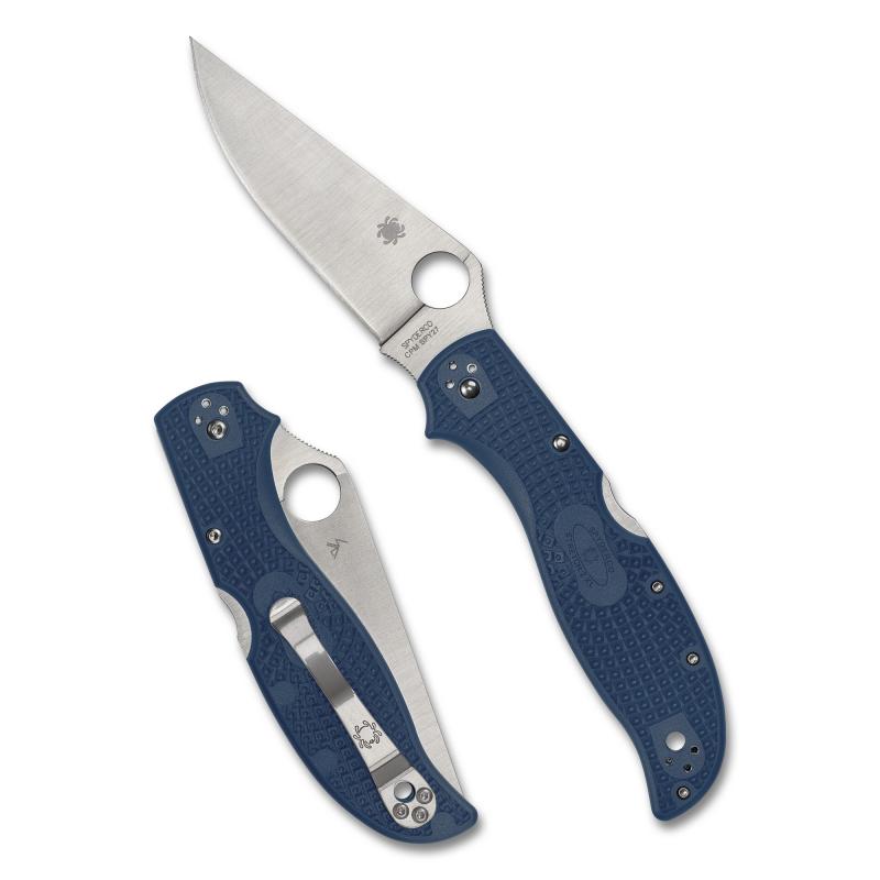 Stretch 2 XL, Folding Knife, 3.99" Clip Point Blade, 8.9" Overall Length, CPM SPY27 Blade Steel, Plain Edge, Satin Finish, Silver, Blue FRN Handle, Back Lock C258PCBL