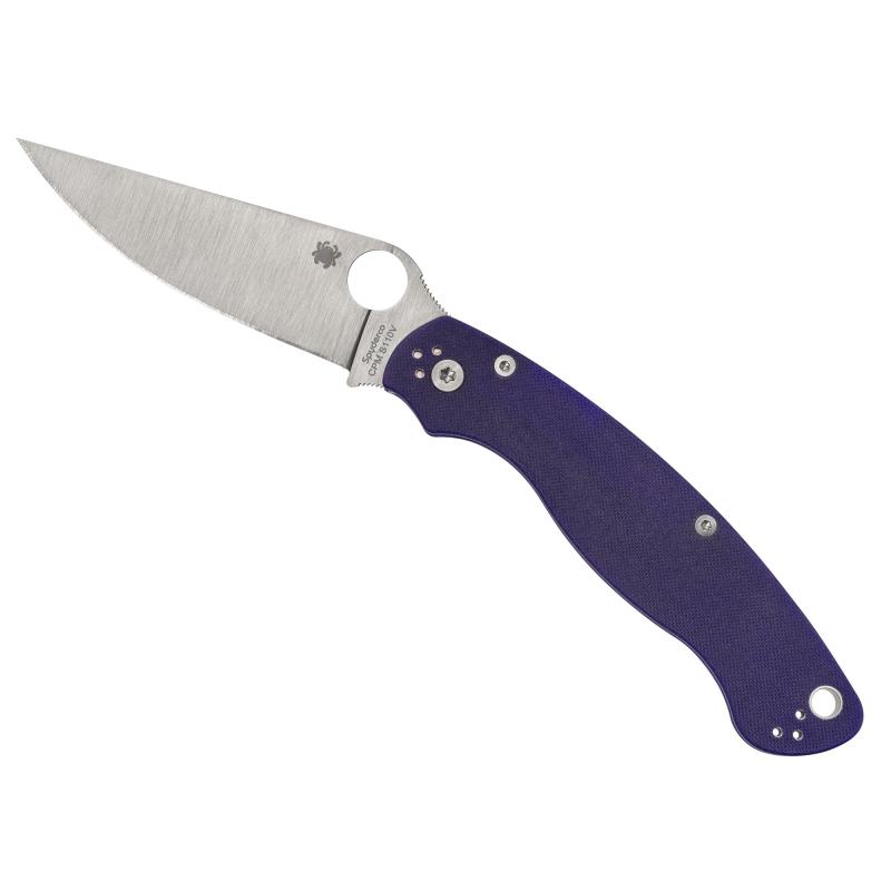 Military 2, Folding Knife, Silver, Plain Edge, Blue G10 Handle, 4" Blade, Satin Finish, CPM-S110V Steel C36GPDBL2