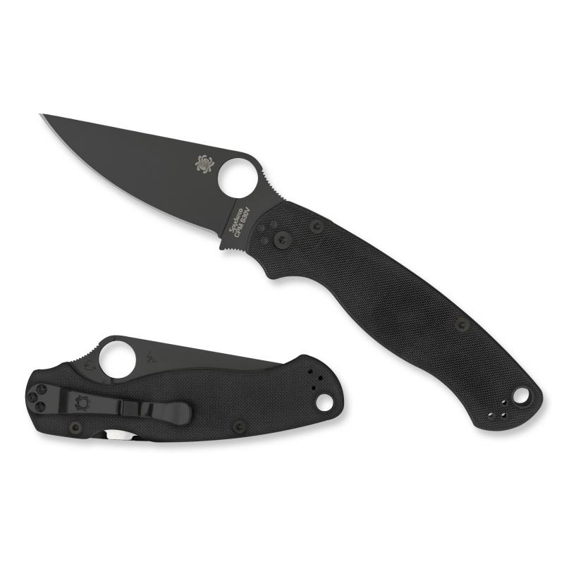 ParaMilitary 2, 3.438" Folding Knife, CPM-S30V With black DLC Blade, Black G10 Handle, Plain Edge C81GPBK2