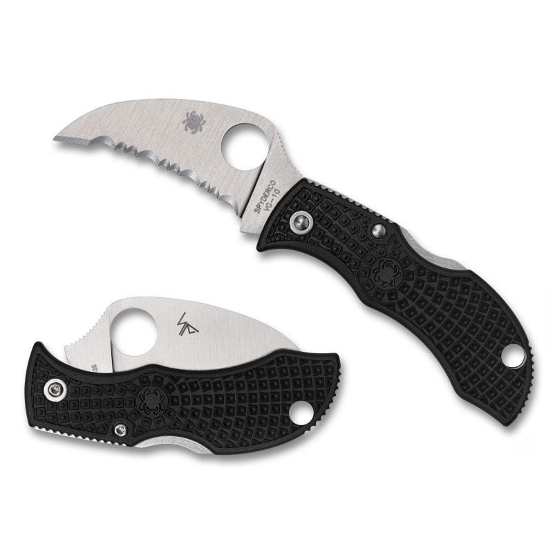 Manbug Hawkbill, Folding Knife, 1.84" Hawkbill Blade, SpyderEdge, VG-10 Blade Steel, 4.31" Overall Length, Back Lock, Satin Finish, Silver Blade, Black FRN Handle MBKHBS