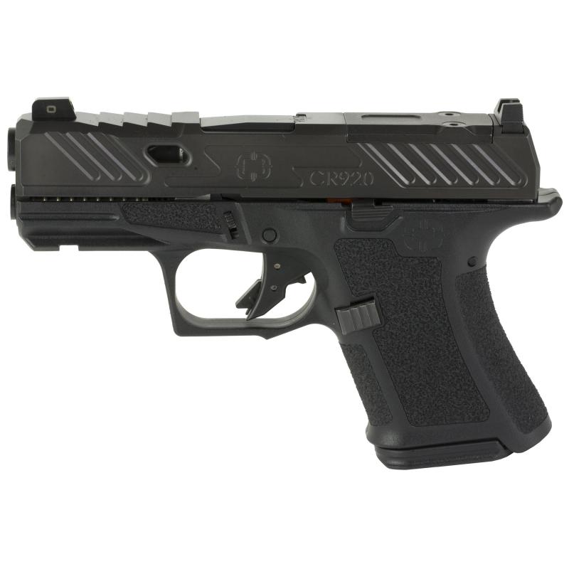 CR920, 9mm, Black Frame, Elite Slide Optic Black, Spiral Unthreaded Barrel Black, SS Rod, Grn Tri