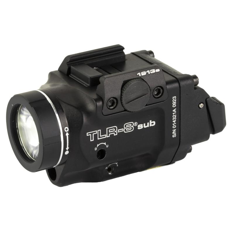 Streamlight TLR-8 Sub, White LED with Red Laser, For 1913 Short Models, 500 Lumens, Anodized Finish, Black, Includes (1) CR123a Battery, Low and High Switches 69418