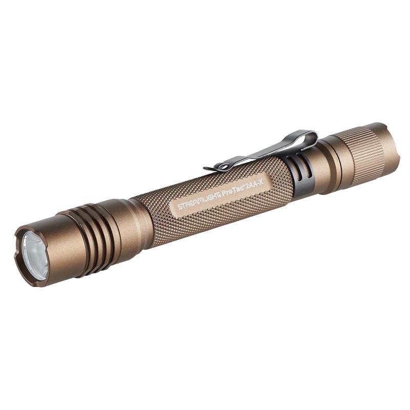 ProTac 2AA-X USB, 550 Lumens, 2.25 Hour Runtime, Multi-Fuel, Coyote, Includes USB-C Rechargeable Battery Pack, USB Charging Cord, Nylon Holster 88137