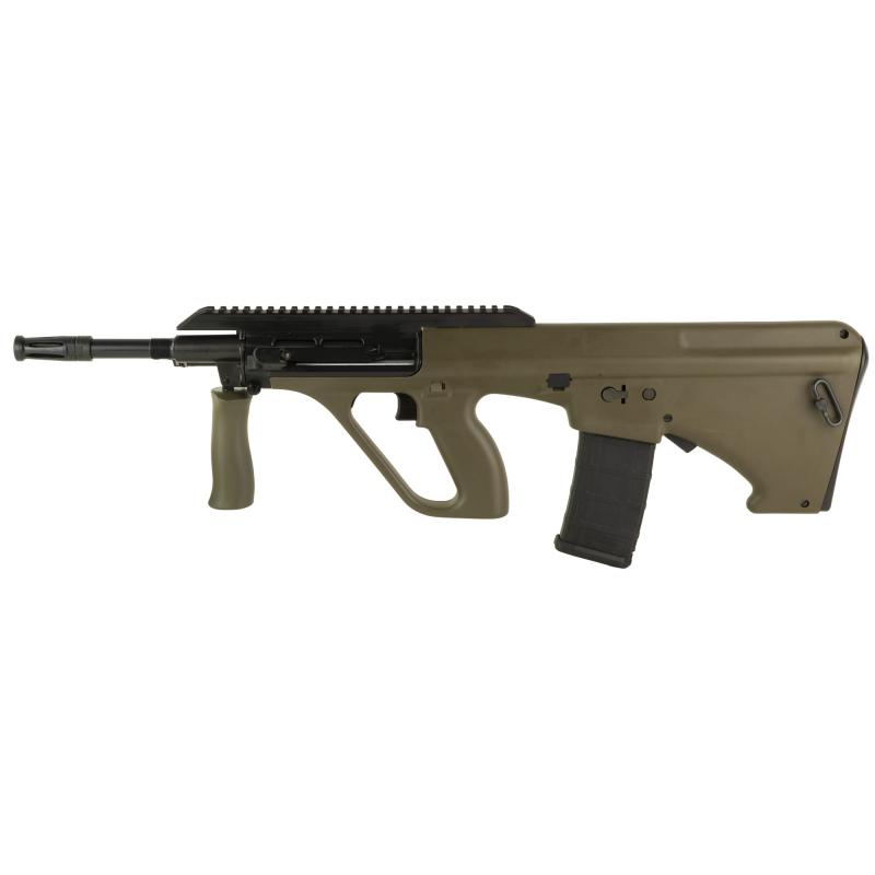 AUG A3 M2 NATO, Semi-automatic Rifle, 556NATO/223 Remington, 16" Barrel, Folding Charging Handle, Ambidextrous QD, Synthetic Stock, Extended Rail, Matte Finish, Green, 30 Rounds AUGM2GRNNATOEXT