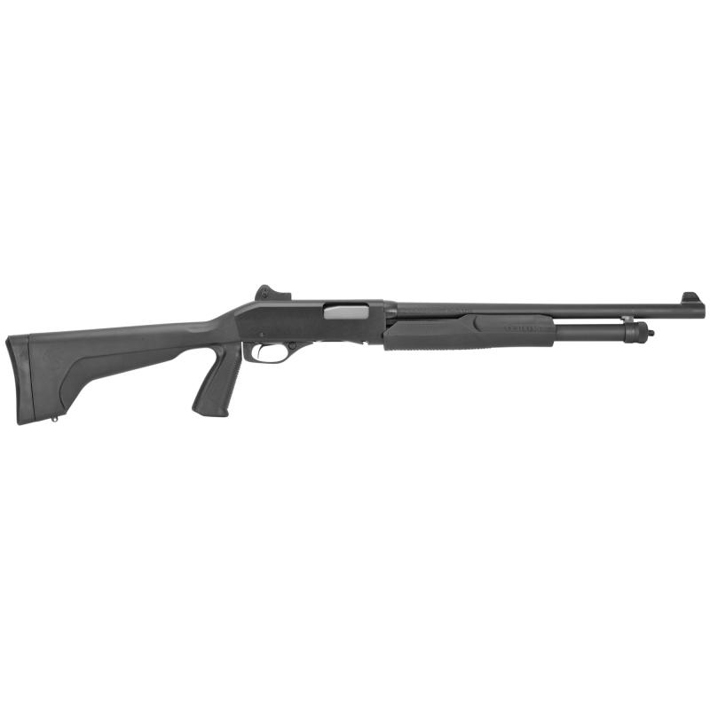 Stevens 320 Security Pump 12 Gauge 3 Inch Chamber 18.5 Inch Barrel Blue Finish Ghost Ring Sight Black Synthetic Stock With Pistol Grip 5 Round