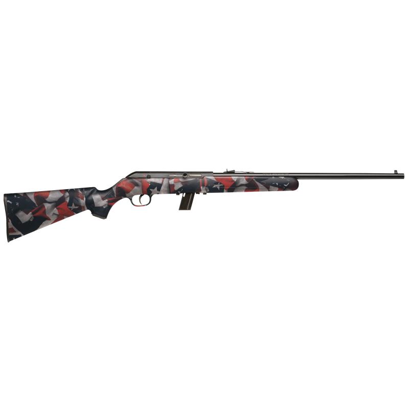 64F, Semi-automatic Rifle, 22LR, 21" Barrel, Matte Finish, Red/White/Blue Synthetic Stock, Adjustable Sights, 10 Rounds, 1 Magazine, Right Hand 40222