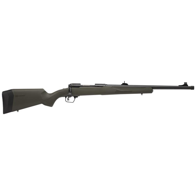 110 Hog Hunter, Bolt Action Rifle, 400 Legend, 20" Barrel, Matte Finish, Black, Dark Olive Drab Green Polymer Stock, AccuTrigger, Detachable Box Magazine, Adjustable Iron Sights, 3 Rounds, Right Hand 58133