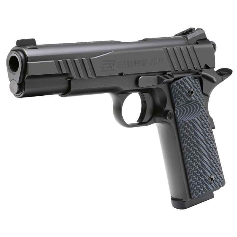 1911, Full Size, 9mm, 5" Barrel, G10 Grips, Melonite Finish, Black, Night Sights, Manual Safety, 10 Rounds, 2 Magazines 67204