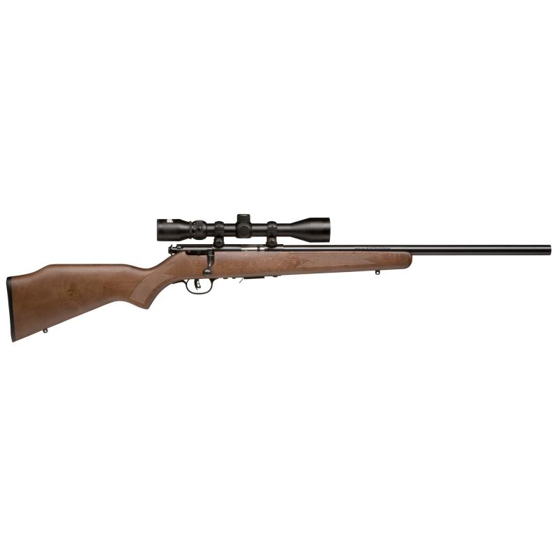 Model 93R17 GV Package .17 HMR 21 Inch Barrel Satin Blue Finish Walnut Stained Wood Stock AccuTrigger 5 Round Includes Rings Bases and Scope