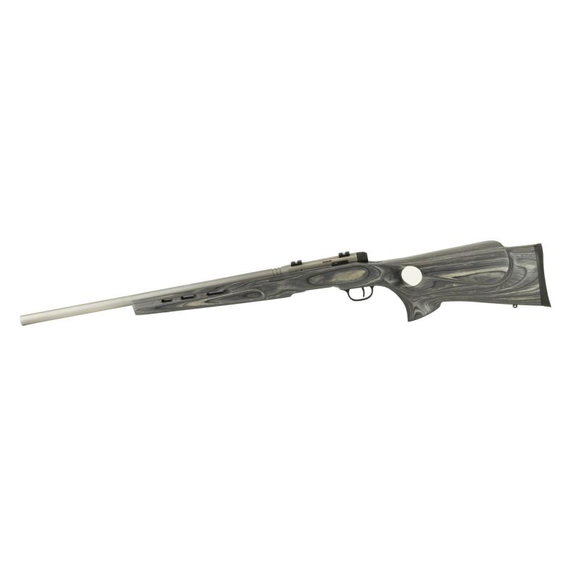 B.MAG Rimfire Bolt Action .17 Winchester Super Magnum 22 Inch Heavy Barrel Stainless Steel Gray Laminate Thumbhole Stock 8 Round Rotary Magazine