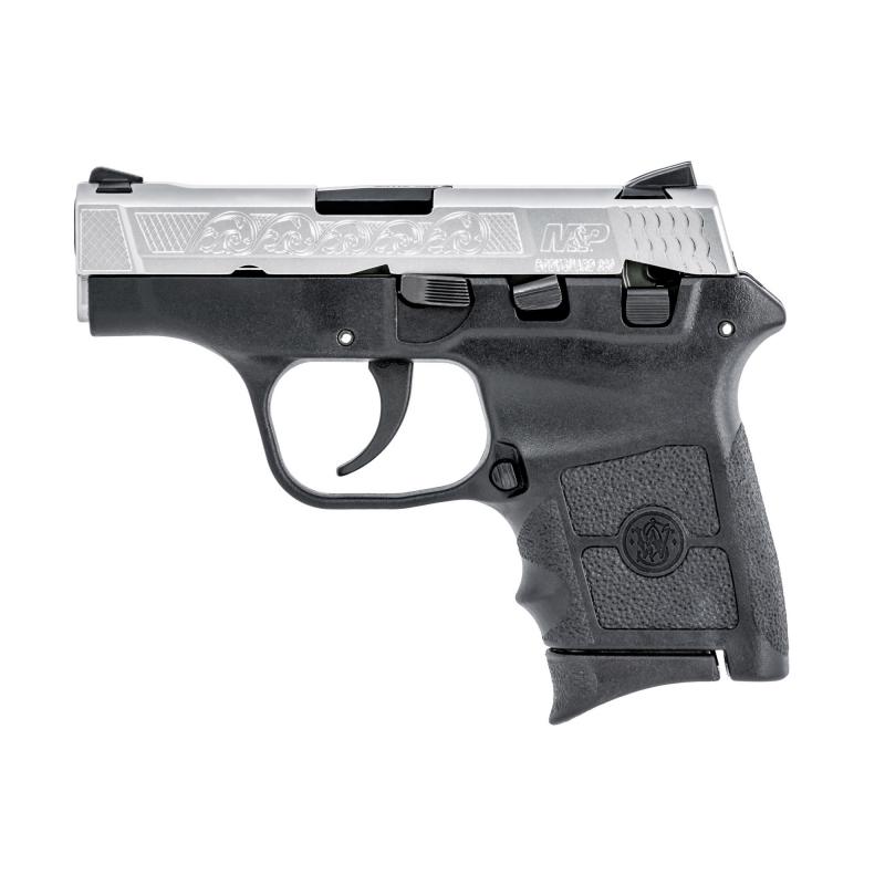 M&P Bodyguard .380 ACP 2.75 Inch Barrel Matte Silver  Finish Custom Machined Engraved Slide Polymer Frame Manual Thumb Safety 6 Round