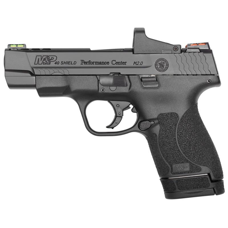 Shield M2.0 Performance Center Ported, Semi-automatic, Striker Fired, Compact, Performance Center Tuned Action, Optic Ready Slide, 4MOA Red Dot Sight Included, 40 S&W, 4" Ported Barrel, Polymer Frame, Black Armornite Finish, 6 & 7Rd, 2 Magazines, Cleanin