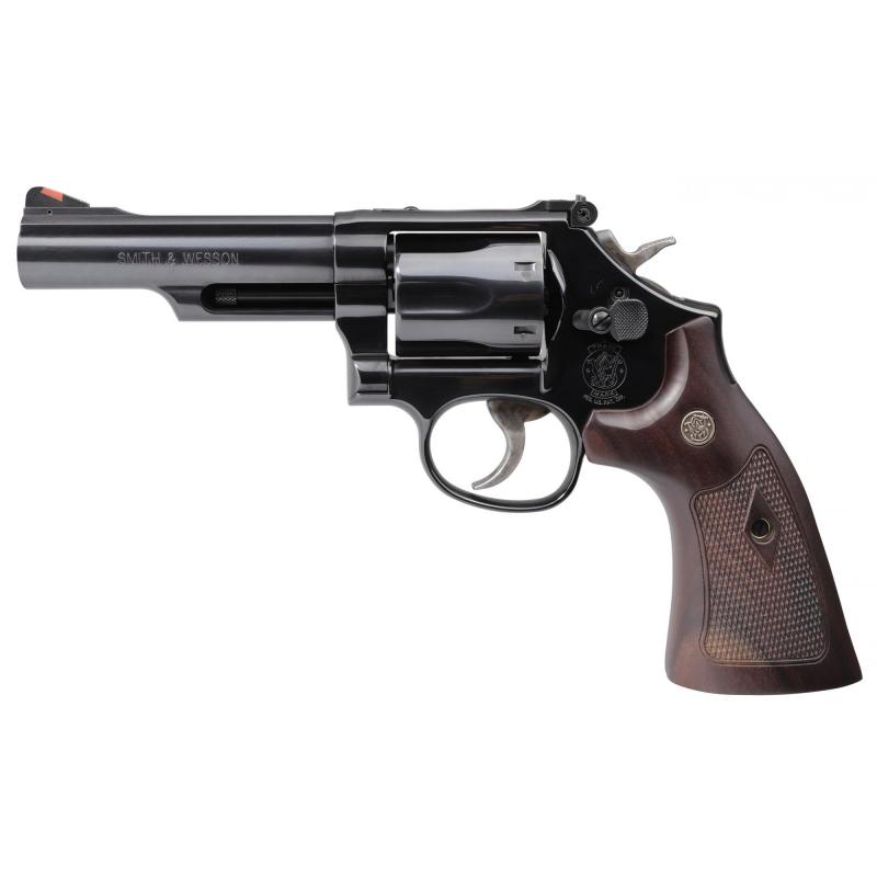 Model 19 Classic Revolver |357 Mag/ 38 Special, 4.25" Stainless Steel Barrel, Carbon Steel Frame, Blue Finish, Wood Grips, 6Rd, 37.2 oz, Red Ramp Front Sight, Adjustable Rear Sight 12040