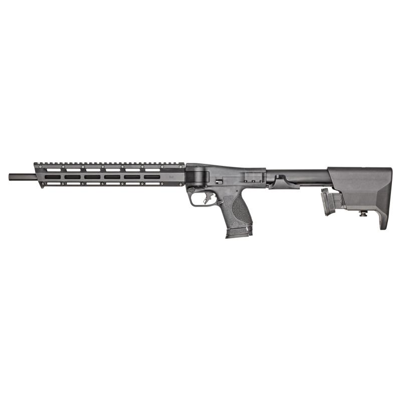 M&P FPC, Semi-automatic Folding Carbine, 9MM, 16",Threaded Barrel, 1/2x28, MLOK Handguard, Anodized Finish, Black, Flat Faced Trigger, Interchangeable Palmswell Panel, Fixed Stock, Includes Range Bag, (3) 10 Round Magazines 12576