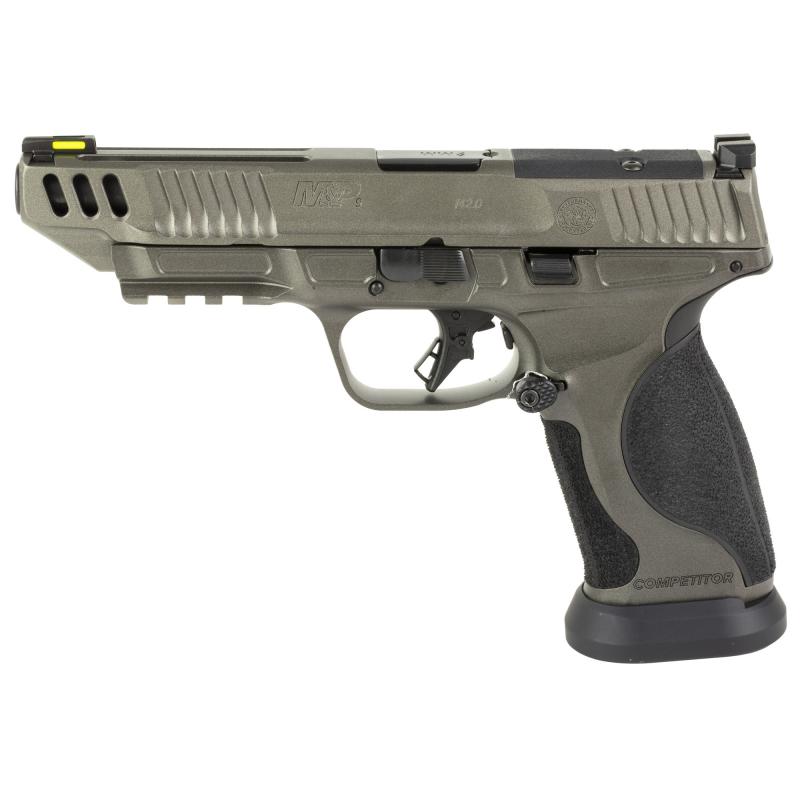 M&P 2.0 Competitor |9MM, 5" Barrel, Cerakote Finish, Tungsten Gray Stainless Steel Frame + Slide, Armornite Finish Barrel, Optics Ready, Non-Manual Safety, Fiber Optic Front Sight, 10 Round Magazines