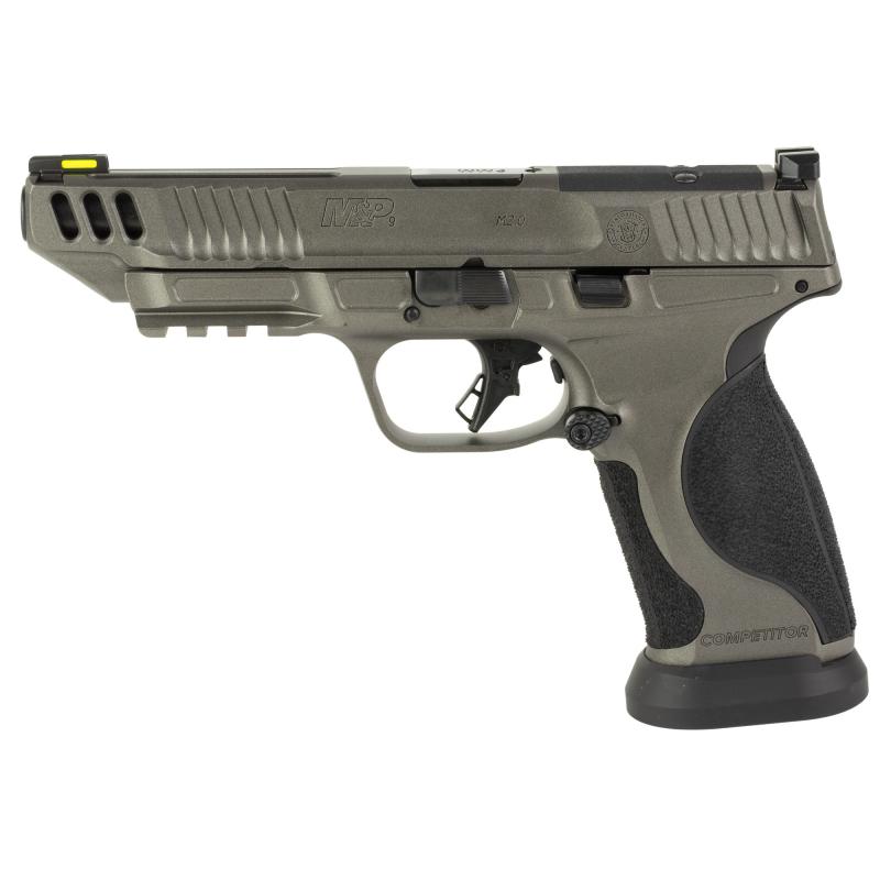 M&P 2.0 Competitor |9MM, 5" Barrel, Cerakote Finish, Tungsten Gray Stainless Steel Frame + Slide, Armornite Finish Barrel, Optics Ready, Non-Manual Safety, Fiber Optic Front Sight, 17 Round Magazines
