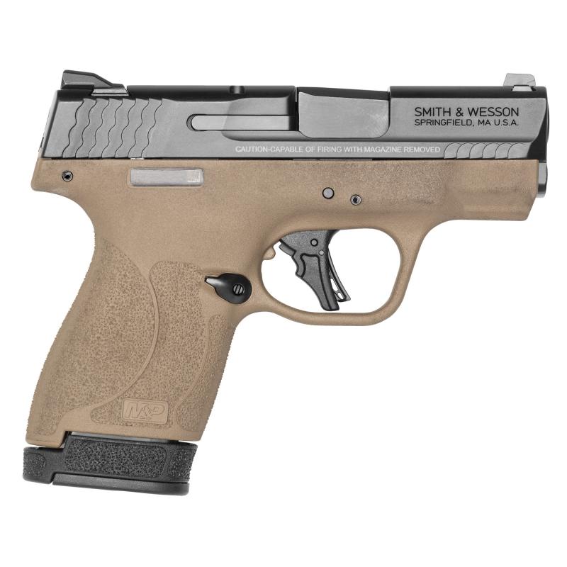 M&P9, Shield Plus, Striker Fired, Semi-automatic, Polymer Frame Pistol, Micro-Compact, 9MM, 3.1" Barrel, Armornite Finish, Flat Dark Earth Frame, Black SLide, White Dot Sights, No Thumb Safety, Flat Face Trigger, 2 Magazines, (1) 10-Round and (1) 13-Roun