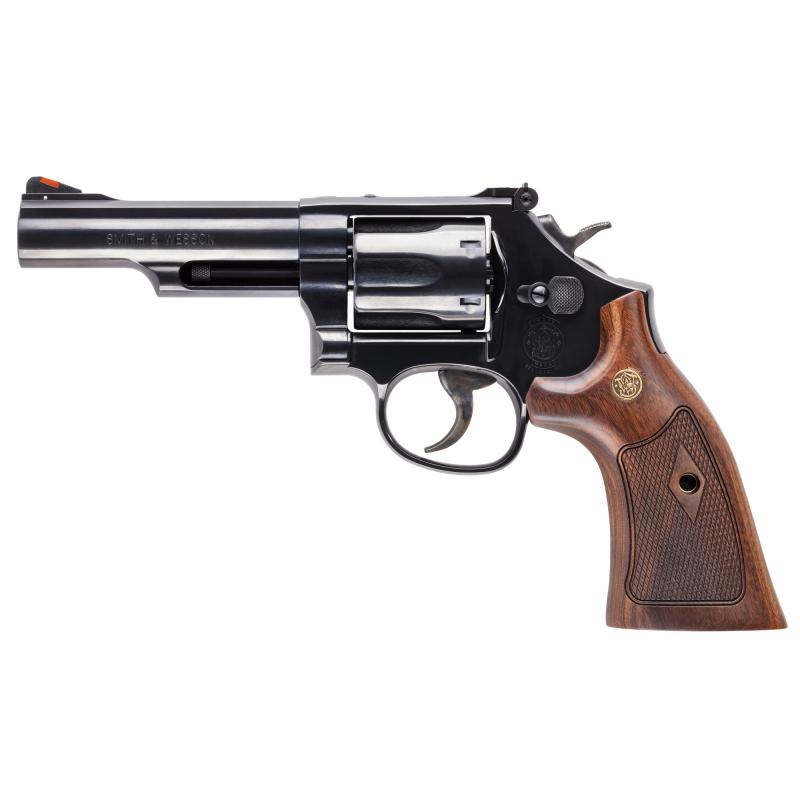 Model 19 Classic, Double Action/Single Action, Metal Frame Revolver, K-Frame, 357 Magnum/38 Special +P, 4.25" Barrel, Carbon Steel Frame, Blue Finish, Wood Grips, Red Ramp Front Sight, Adjustable Rear Sight, 6 Rounds, No Internal Lock 14046