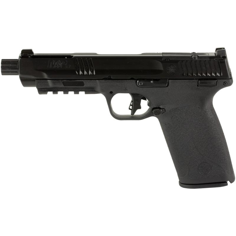 M&P, Semi-automatic, Internal Hammer Fired, Full Size, 5.7X28MM, 5" Threaded Barrel, Optics Ready, Manual Thumb Safety, Optic Height Sights, Black, 22 Rounds, 4 Magazines, M&P Pro Tac Padded Handgun Case 14378