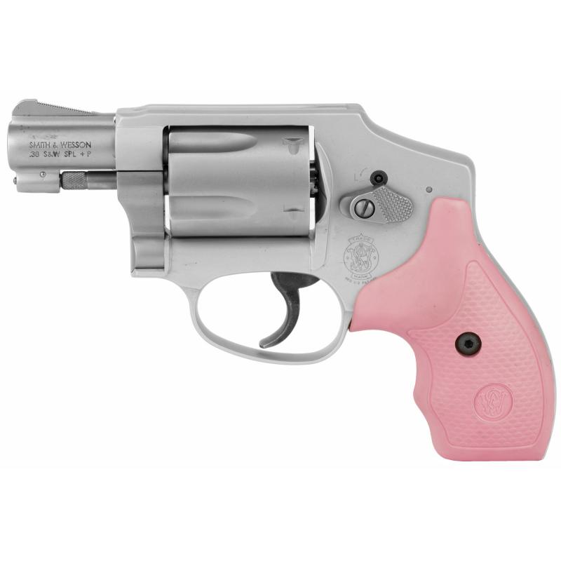 Model 642 Centennial Airweight .38 Special +P 1.875 Inch Barrel Matte Stainless Finish Double Action Pink Grips 5 Round