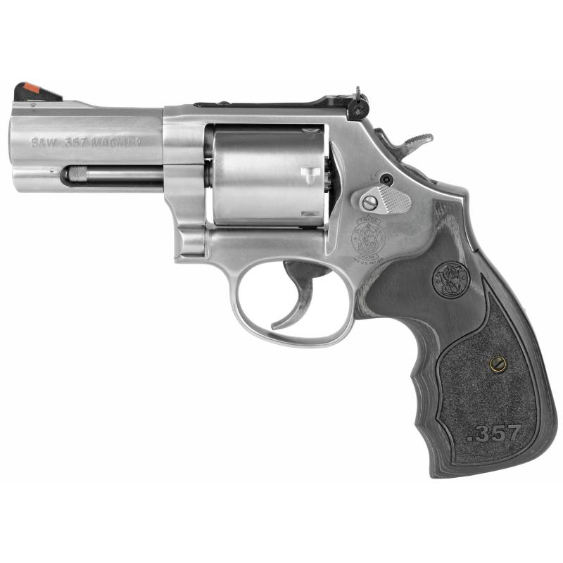 686 Plus Deluxe |357 Mag, 3" Barrel, Stainless Finish, Black & Silver Custom Wood Grips, Revolver, Double Action, L-Frame,  7Rd, Adjustable Sights, 3-5-7 Magnum Series 150853