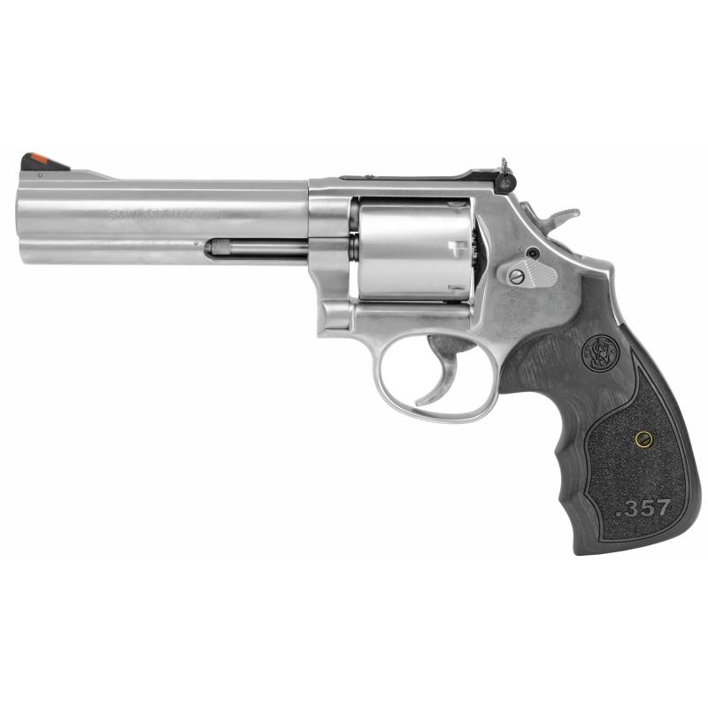686 Plus Deluxe |357 Mag, 5" Barrel, 3-5-7 Magnum Series Revolver, Double Action, Satin Stainless Finish, Stainless  Steel Frame, Adjustable Sights, Wood Grip, 7 Rounds 150854