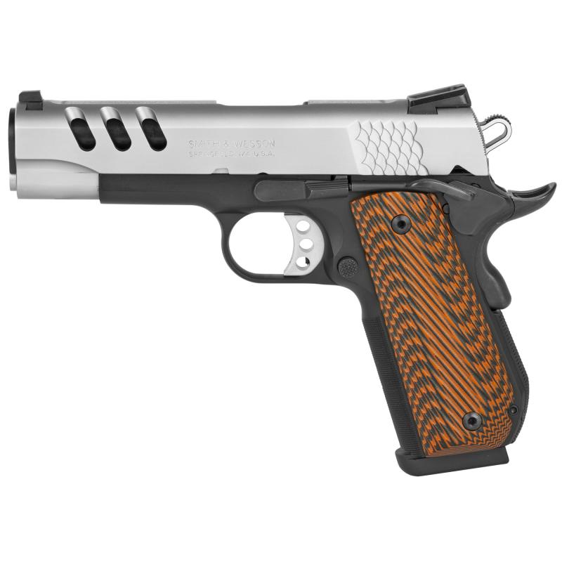 Performance Center SW1911 Custom .45 ACP 4.25 Inch Stainless Steel Throated Barrel Two-Tone Finish G10 Custom Wood Grip 8 Round