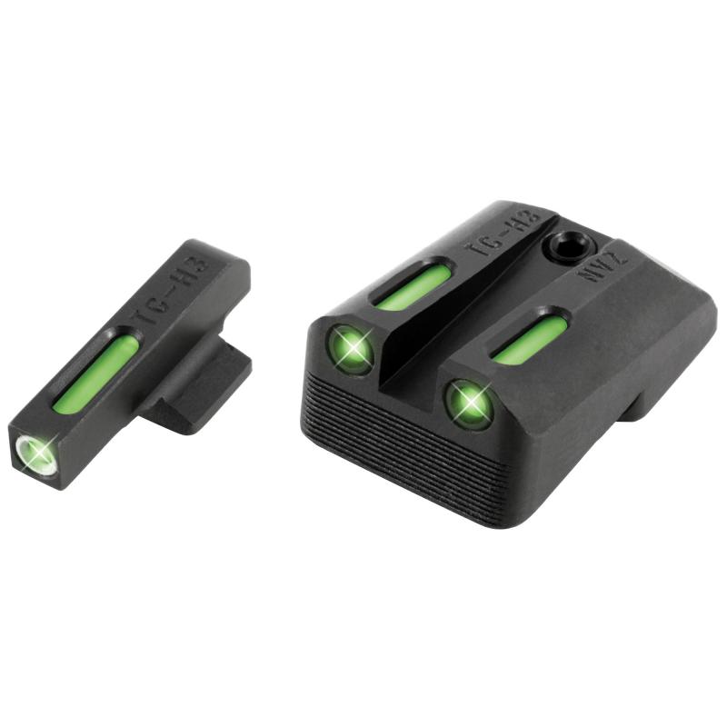 Brite-Site TFX Sights for Novak LoMount Cut .260 Front/.500 Rear 1911 3 Inch Officers/4.25 Inch Commander .45 ACP Green Rear/Green With Focus Lock Front