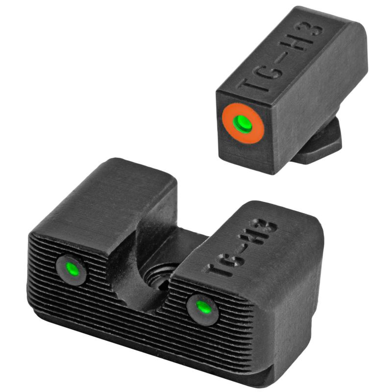 Tritium Pro Brite Site Day/Night Sight Set For Glock 17/17L/19/22/23/24/26/27/33/34/35/38/39/45, Front Sight Color Green W/ Orange Focus Lock Ring, Rear Sight Green, Glows In The Dark No Batteries Or Light Exposure Required TG231G1C