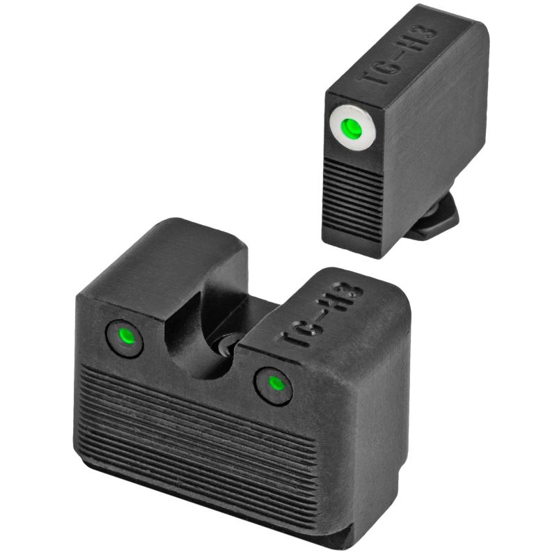 Tritium Pro Night Sights For Glock MOS High Green Rear Dot Green Front Dot White Focus Lock Ring